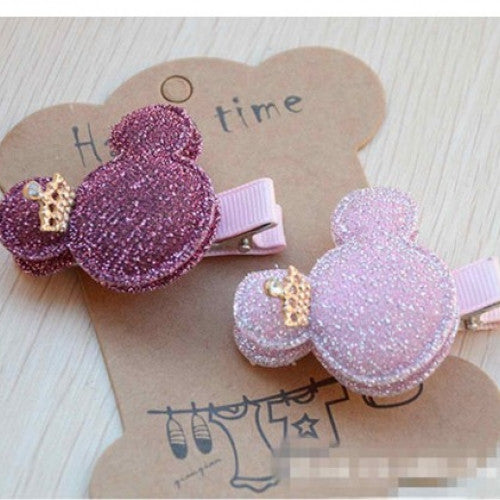 Crown Hair Clip Kids Children Hairpin Baby Girls Heart Bear Shiny Fabrics